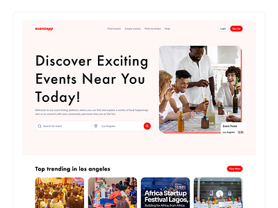 Eventapp Landing page design event eventapp hero section landingpage ui ux