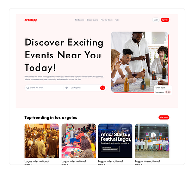 Eventapp Landing page design event eventapp hero section landingpage ui ux