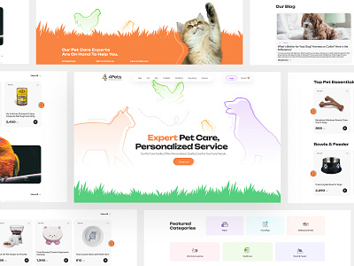 4pets website redesign blog branding cat dogs clean custom icons design ecommerce hero banner illustration imhassanali landing page logo minimal modern pets website products uexde ui ux website