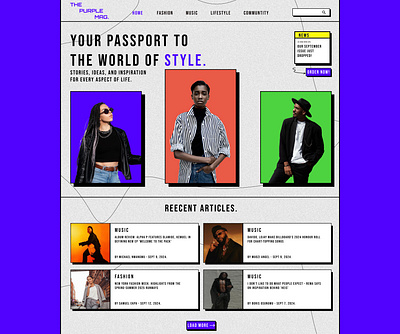 Landing page for a fashion and music company, The Purple Mag daily ui fashion landing page product design