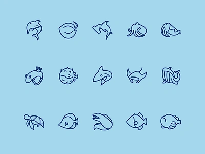 Under The Sea Icons cuttlefish dive diving fish icon icons manta ray nudibranch octopus pufferfish ray scuba shark sting ray turtle ui under the sea underwater whale