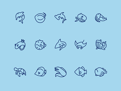 Under The Sea Icons cuttlefish dive diving fish icon icons manta ray nudibranch octopus pufferfish ray scuba shark sting ray turtle ui under the sea underwater whale