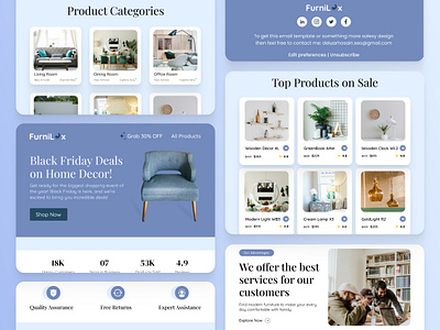 Furniture Email Template for FurniLux branding deluar email design design ecommerce ecommerce email template email design email landing page email marketing klaviyo email design landing page sales email design ui