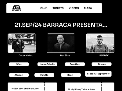 Oscar Mulero & Ben Sims Barraca Valencia 21 Septiembre 2024 branding design electronic music eventos fiesta fiesta techno fiesta valencia graphic design marketing musica electronica party techno techno en valencia techno music valencia