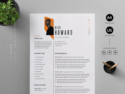 Resume/CV cover letter cv template design illustration professional resume ui us letter vector word