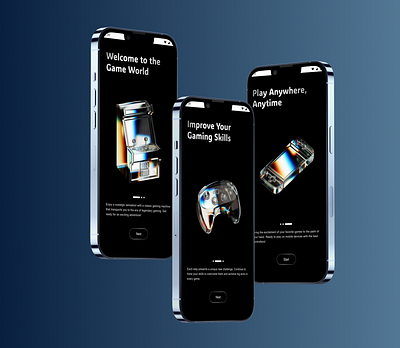Game Onboarding application black dark design mobile game mobile app onboarding ui