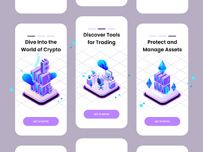 Onboarding screens for crypto app animation crypto cryptoassets daily mobile mobiledesign onboarding onboardingscreens prototype screens simple ui userexperience ux