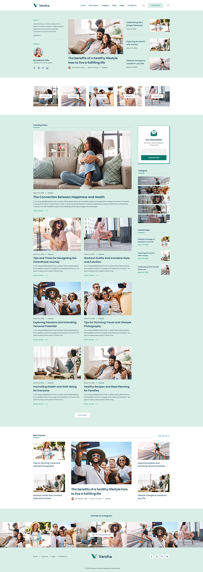 Varsha - Personal Blog Figma Template animation blog branding design figma html ui website