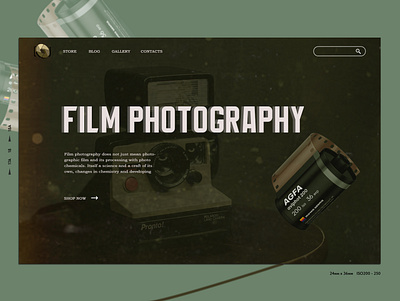 Analog Film Photography Store Concept analog film main screen photo retro webdesign