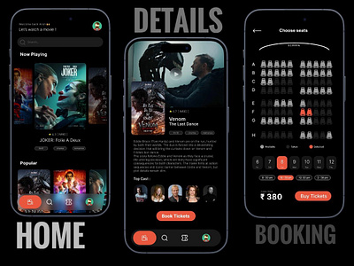 Movie Mate app design book my show branding figma graphic design interface design movie booking app ui ux