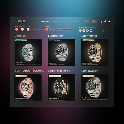 Rolex Watch UI design graphic design ui uidesign uiux uiuxdesign