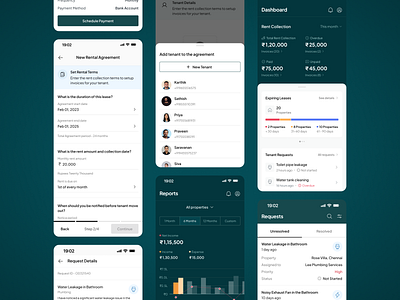 Property Management App app component dashboard design house owner managment mobile property rental tenant ui