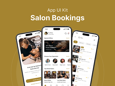 Online Salon booking App app design app ui kit application barber shop booking app creative design creativity design minimal design mockup salon salon booking salon online booking ui ui design ui kit ux