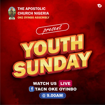 Youth Sunday Live Stream announcement church design graphic design poster sunday youth