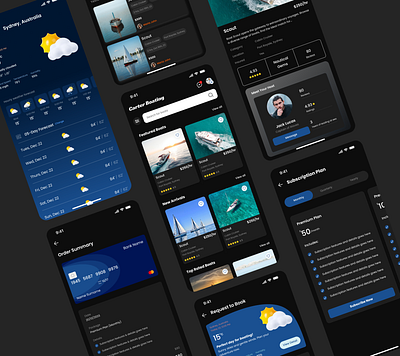 Carter Boating boating dark mode ui mobile app mobile app design mobile app ui product design product designer service app ui user experience user interface ux weather