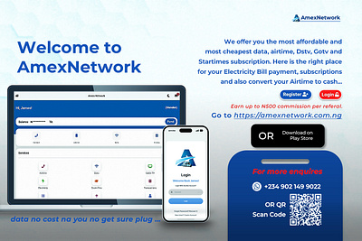 AmexNetwork - Your All-in-One Online Utility Platform airtime amexnetwork data design dstv electricity gotv graphic design nigeria online payment startimes utilities