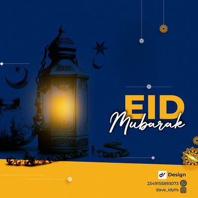 Eid Mubarak Social Media Graphic crescent moon design eid graphic design holiday lantern mubarak muslim ramadan social media stars