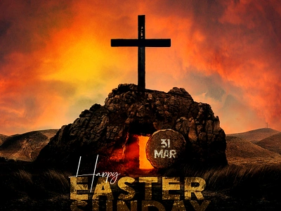 Easter Sunday Resurrection Graphic christianity cross design easter graphic design holiday jesus resurrection stone sunday sunset