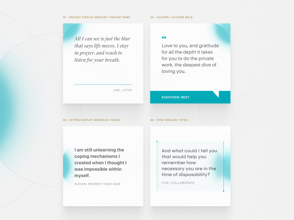 Type Exploration Style Tiles for Quotes design exploration quotation quote quotes style tile testimonial testimonials tile typography ui