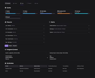 Gaming Hub & Task manager gaming hub ui warframe