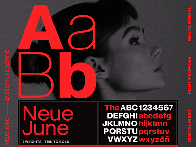 Neue June advertising branding campaign creative direction design digital font design font family fonts graphic design helvetica layout design logo marketing matt chansky poster red typography