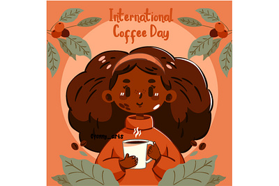 Illustration of World Coffee Day bean beverage caffeine cappuccino celebration coffee culture cup day drink elements espresso event festival holiday iced joy latte morning symbol