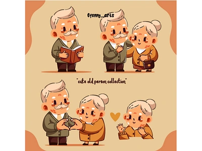 Older Person Day Collection Cute aged cartoon celebration character collection cute day elder elderly event generation grandfather grandma grandparents holiday older people person senior set