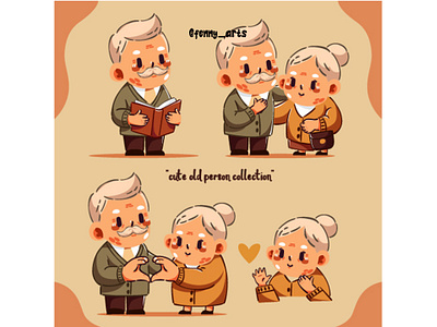 Older Person Day Collection Cute aged cartoon celebration character collection cute day elder elderly event generation grandfather grandma grandparents holiday older people person senior set