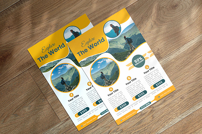 Explore the world flyer design template explore flyer graphic design tourism travel travelflyer trip world