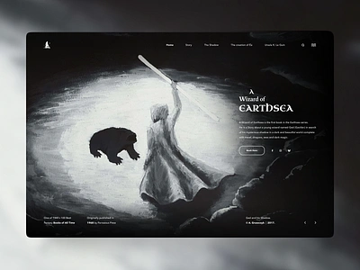 A Wizard of Earthsea (book) Web Concept Design a wizard of earthsea adobe photoshop black and white book design dribbble earthsea fantasy figma graphic design illustration magic moon photoshop sea shadow typography ui web web design