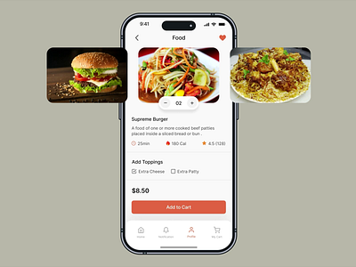 Foodzone- Single food details screen animation branding food app food delivery food ordering app graphic design mobile apps motion graphics resturant single food