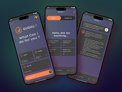 GUSHU.AI ai ai chatbot ai system app design branding chatbot design generative ai open ai ui uiux ux