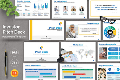 Investor Pitch Deck Presentation Template adobe indesign analysis branding business pitch deck design design template editable google slide graph chart graphic design keynote layout pitch deck pitch deck presentation powerpoint presentation presentation template swot analysis world map