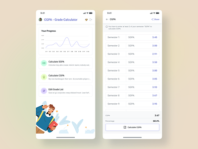 CGPA Calculator app design branding calculator cgpa cgpa calculator design edu tech education ui uiux ux
