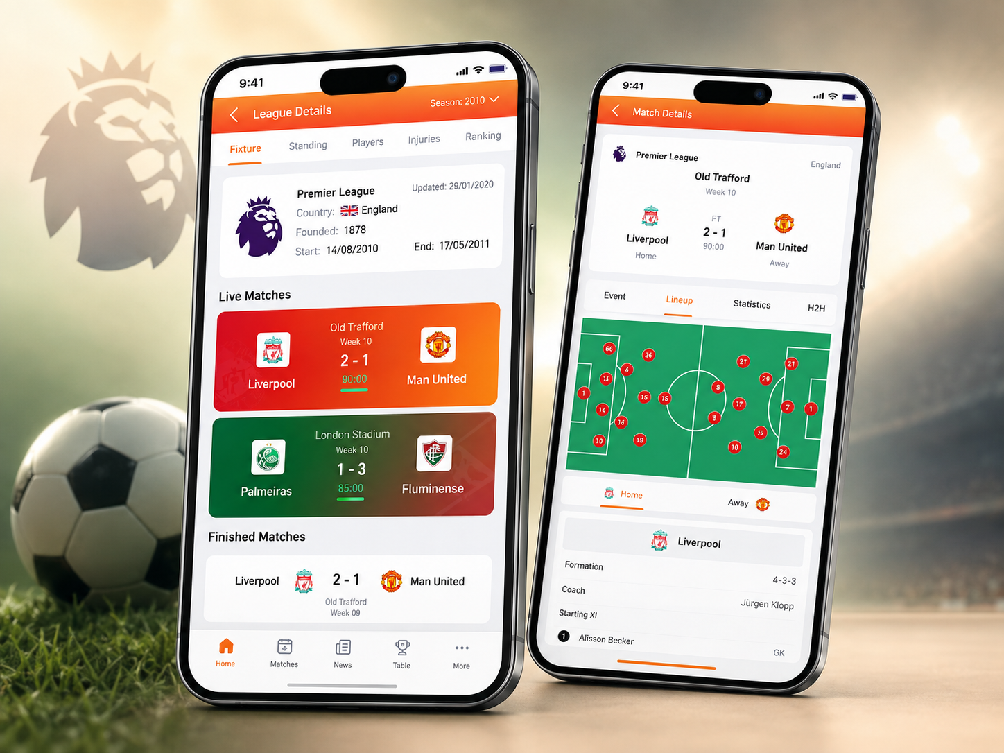 FUTBOL Live - A Fixture App app design branding design fixture fixture app football football app football fixture ui uiux ux