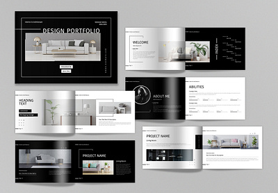 Modern Interior Design Portfolio Layout Template Landscape a4 agency architecture branding brochure business catalog design editorial fahion catalogue fashion graphic design interior minimal modern interior print template