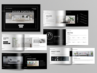 Modern Interior Design Portfolio Layout Template Landscape a4 agency architecture branding brochure business catalog design editorial fahion catalogue fashion graphic design interior minimal modern interior print template