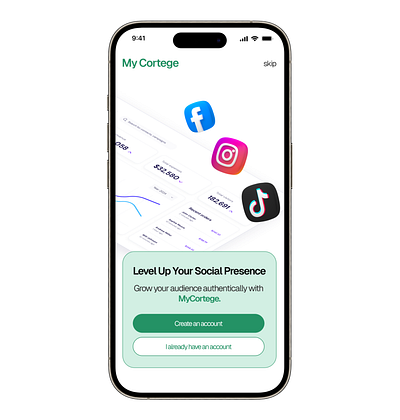 My Cortege - Onboarding Screens for Growing Social Presence app product design ui uidesign uiux