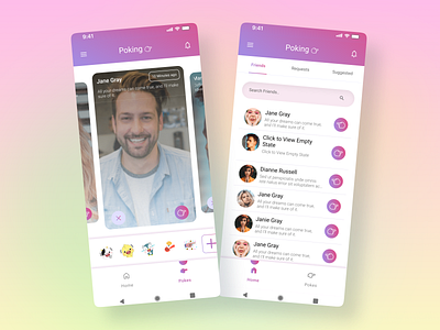 Poking - Entertainment Communication App app design branding communication contacts design entertainment entertainment app poke poke app poking ui uiux ux