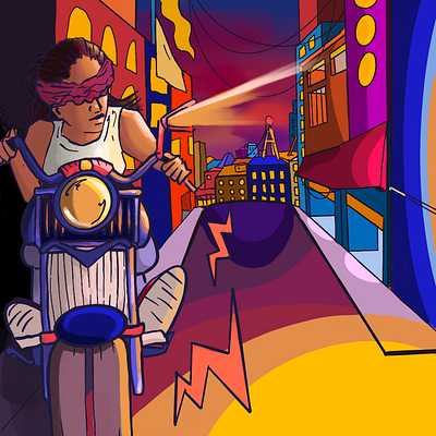 Blind Rush - 2D Comic Pop Art Style Concept Art 2d abstract animation artwork background character character design city color colorful colors concept digital digitalart drawing dribbble girl illustration orange vector