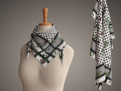 Kuffieh Design arab brand branding clothing clothing design cultural design digital digital art graphic design identity branding illustration kuffieh merchandise modern palestine pattern pattern design scarf scarf design