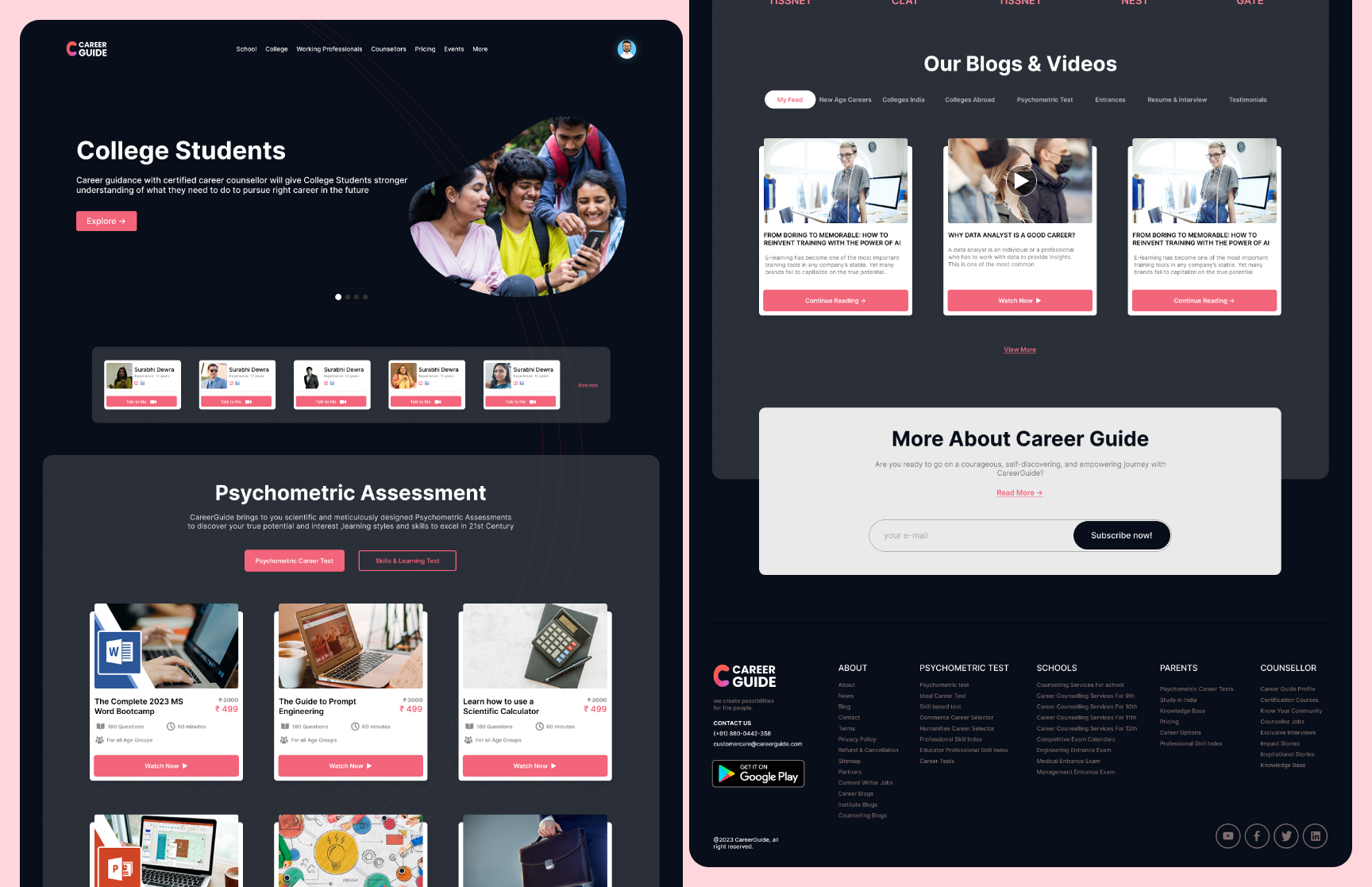 Career Guidance Website Design career design education guidance landing page ui website