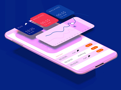 Samsung Walking Run App Design 3d branding graphic design logo ui