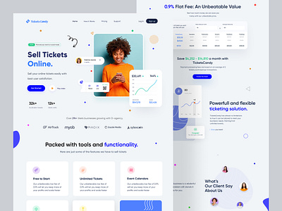 SaaS Tickets Selling Website app design e commarce website landing page saas saas website saas landing page sell website ticket selling website web page website