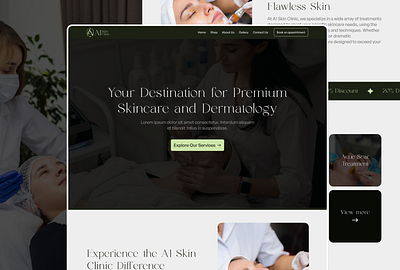 Skin clinic landing page beauty branding business clean design feminine green landing page modern skin clinic skincare sleek spa template ui ux design web design website