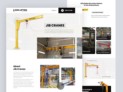 JIB Cranes - GHE LIFTING Website clean crane manufacturers cranes equipment hardware heavy layout lifting loaded manufacturing one page product safety services toolequipment ui ui design website white space