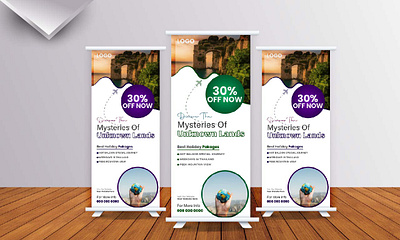 Travel Agency or Business Roll Up Banner..... 3d agency animation banner billboard branding business corporate design flyer graphic design graphic designer logo outdoor banner poster roll up banner travel ui vector x stand