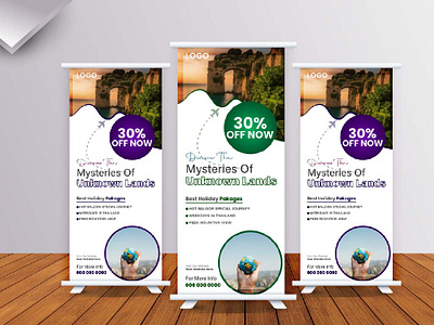 Travel Agency or Business Roll Up Banner..... 3d agency animation banner billboard branding business corporate design flyer graphic design graphic designer logo outdoor banner poster roll up banner travel ui vector x stand