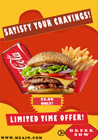 Burger Promo Poster with Bold Typography vibrant colors