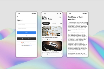 Blog mobile app app design blog app blog app design blog reading app blogs blogs website minimal website mobile app design modern design news feed online blogs online news read blogs reading app sign in